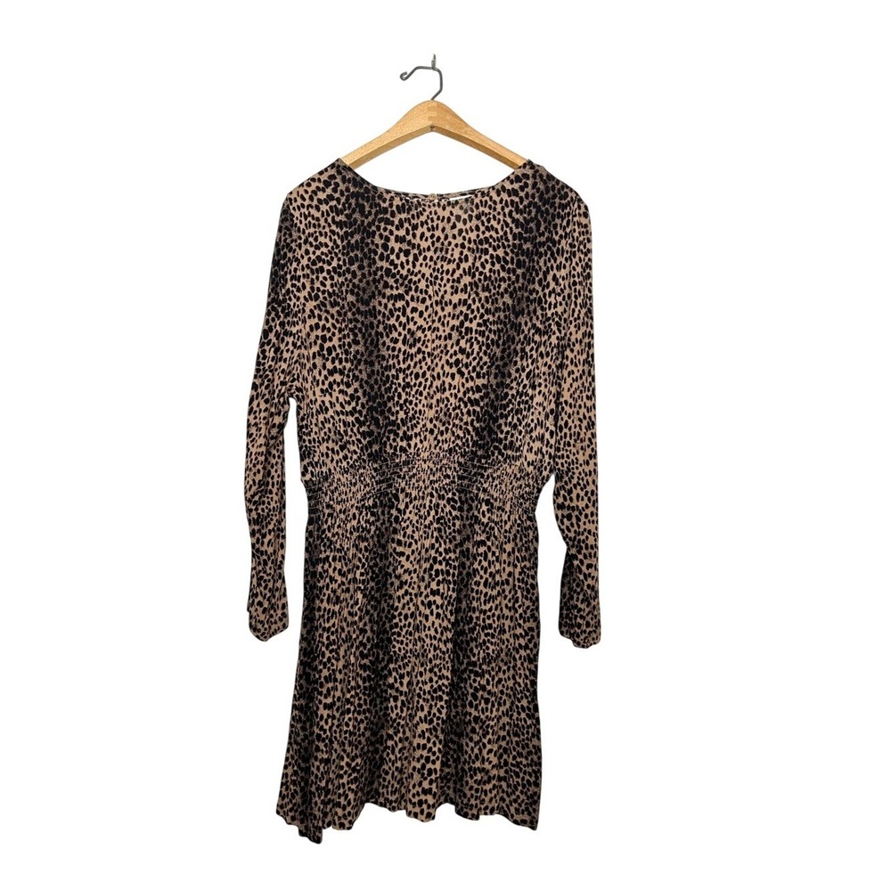 H&M Womens Long Sleeve Leopard Animal Print Mini Dress‎ 14